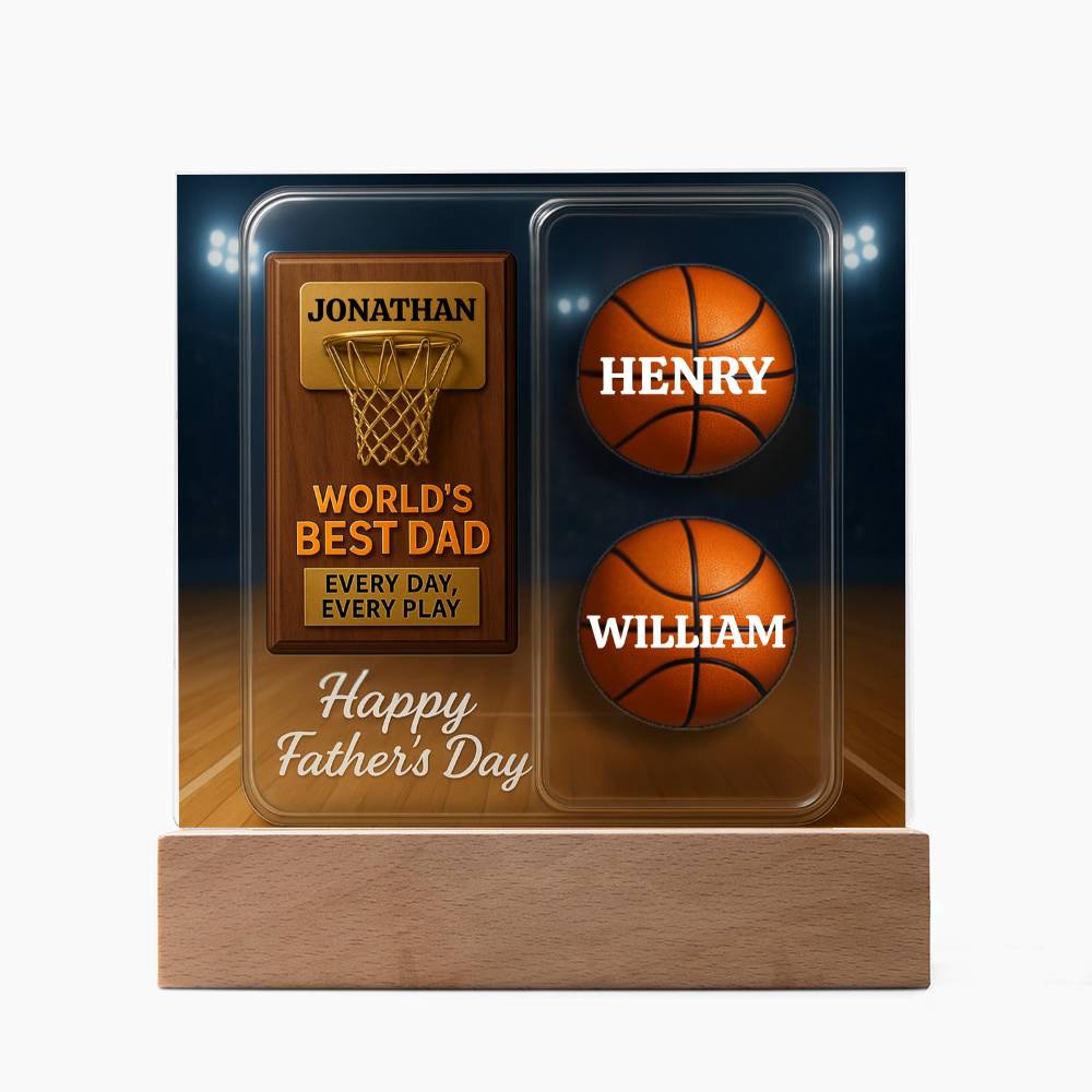 World's Best Dad — Every Day, Every Play | Personalized Basketball Award Acrylic Plaque
