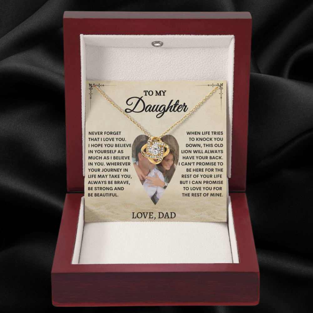 "A PROMISE TO LOVE YOU" LOVE KNOT NECKLACE - PERSONALIZED DAUGHTER GIFT