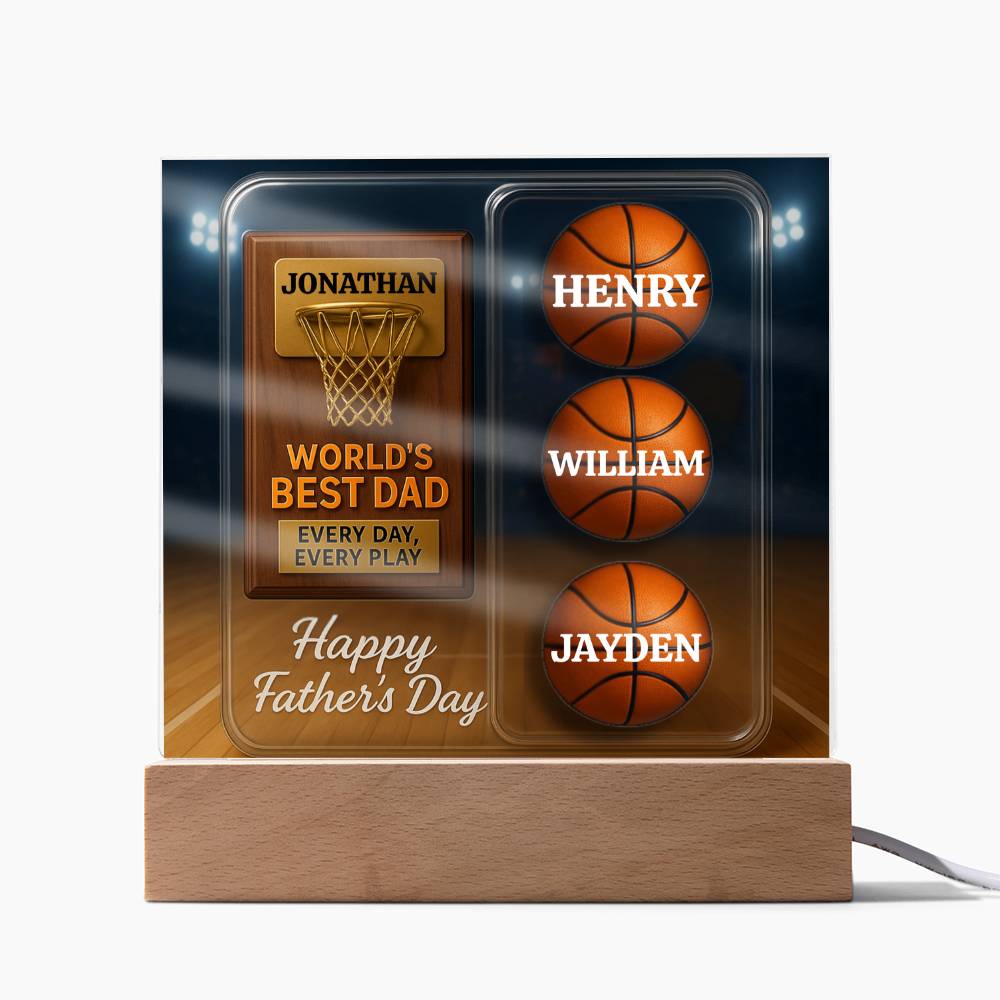 World's Best Dad — Every Day, Every Play | Personalized Basketball Award Acrylic Plaque