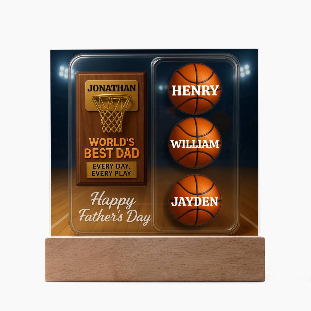 World's Best Dad — Every Day, Every Play | Personalized Basketball Award Acrylic Plaque