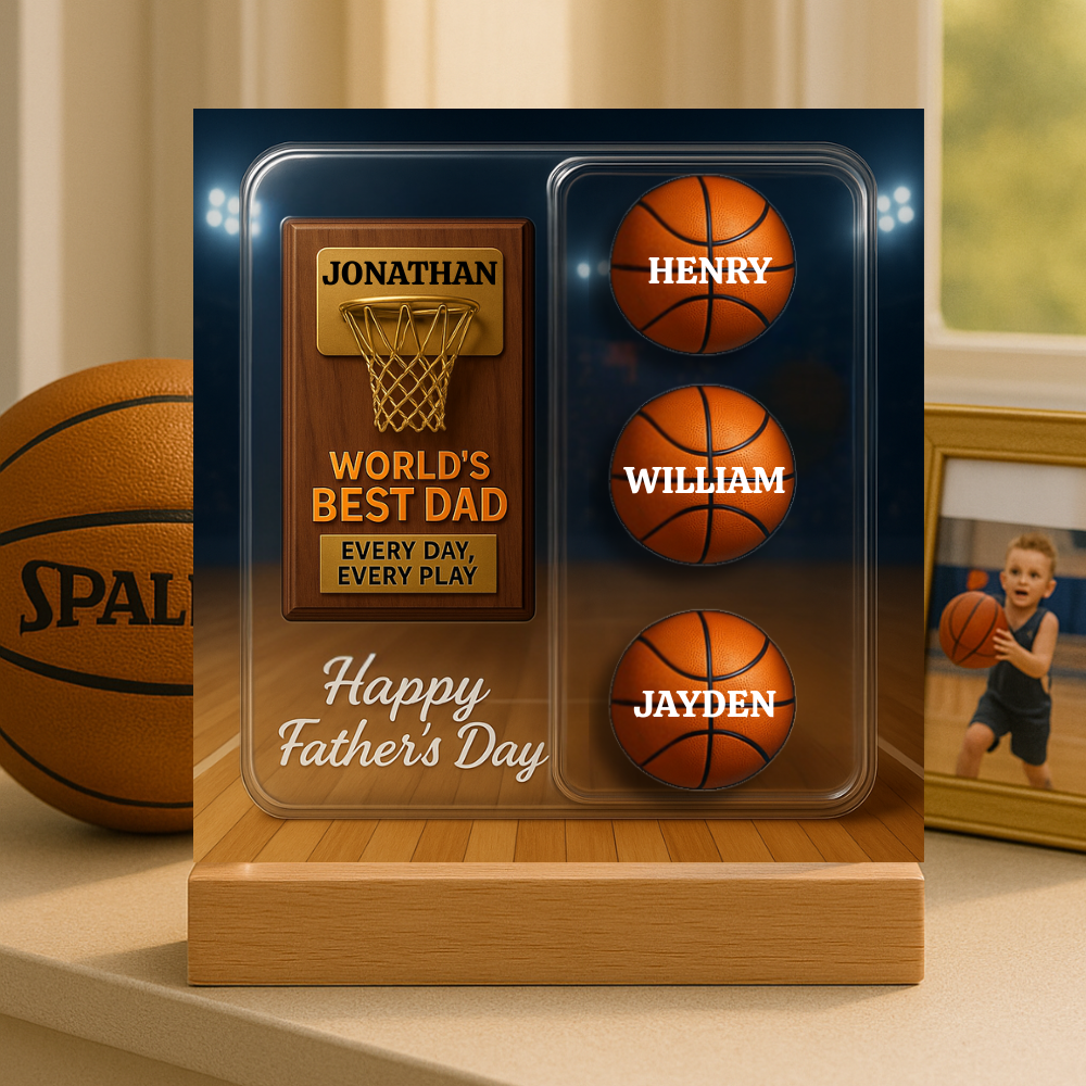 World's Best Dad — Every Day, Every Play | Personalized Basketball Award Acrylic Plaque
