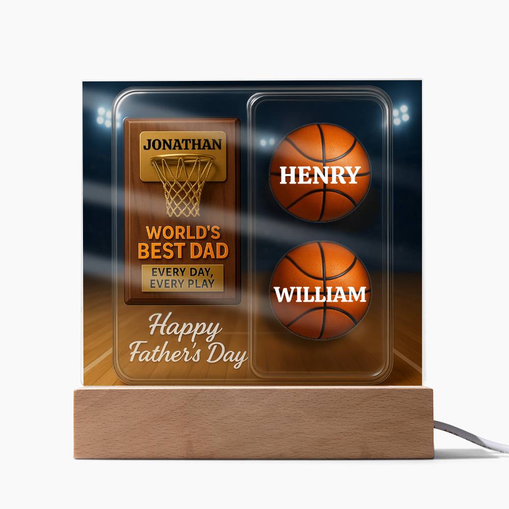 World's Best Dad — Every Day, Every Play | Personalized Basketball Award Acrylic Plaque