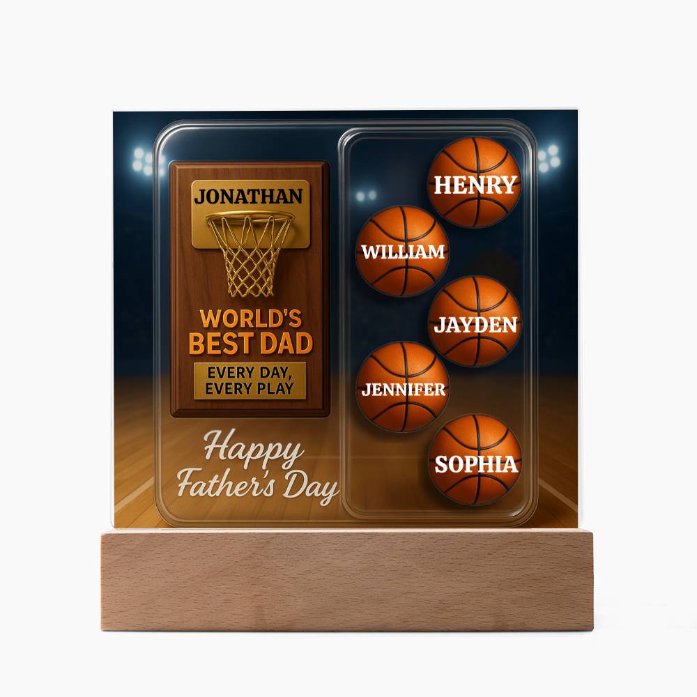 World's Best Dad — Every Day, Every Play | Personalized Basketball Award Acrylic Plaque