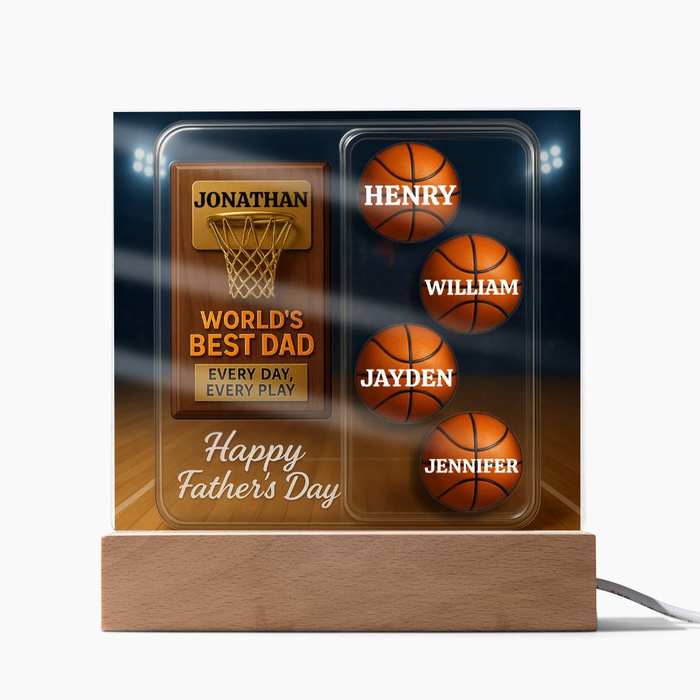 World's Best Dad — Every Day, Every Play | Personalized Basketball Award Acrylic Plaque
