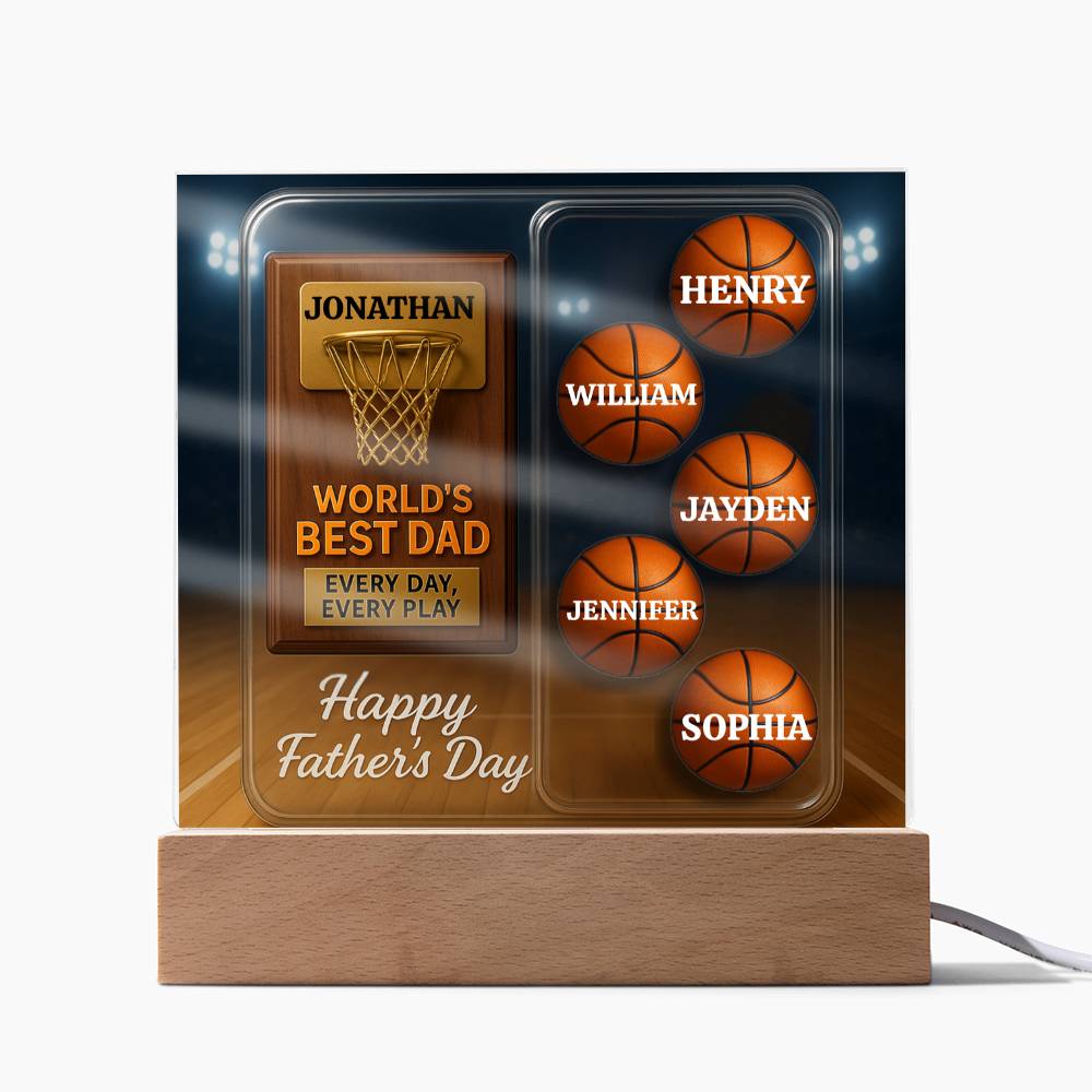 World's Best Dad — Every Day, Every Play | Personalized Basketball Award Acrylic Plaque