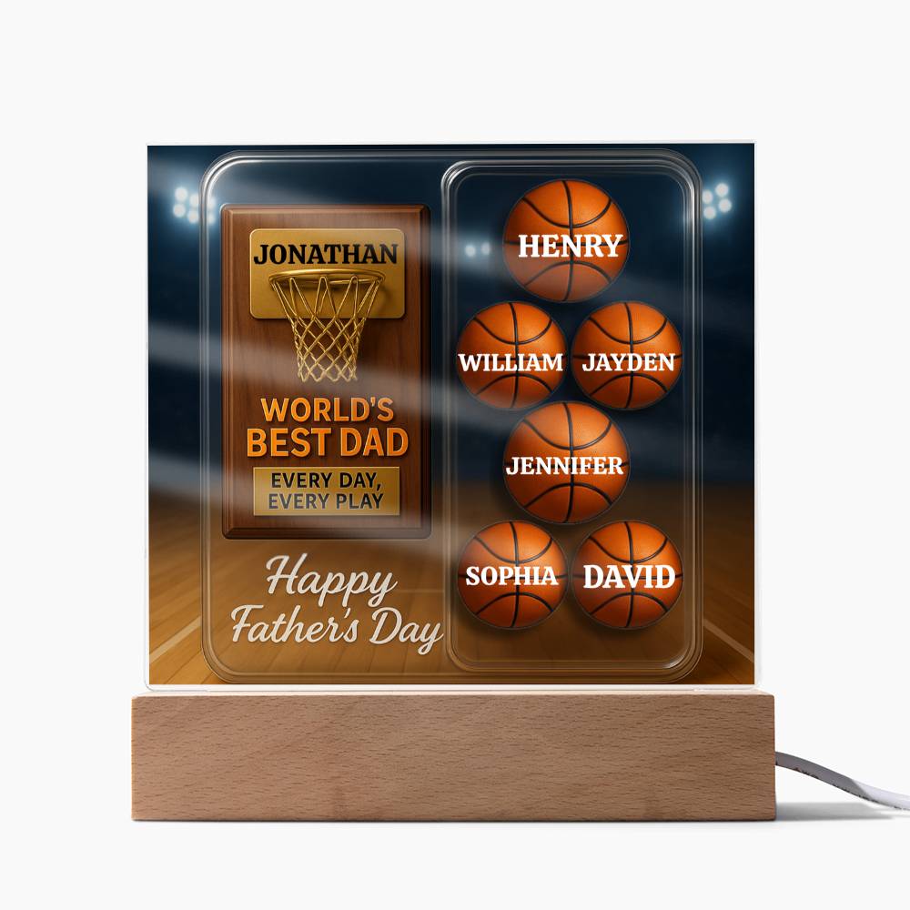 World's Best Dad — Every Day, Every Play | Personalized Basketball Award Acrylic Plaque