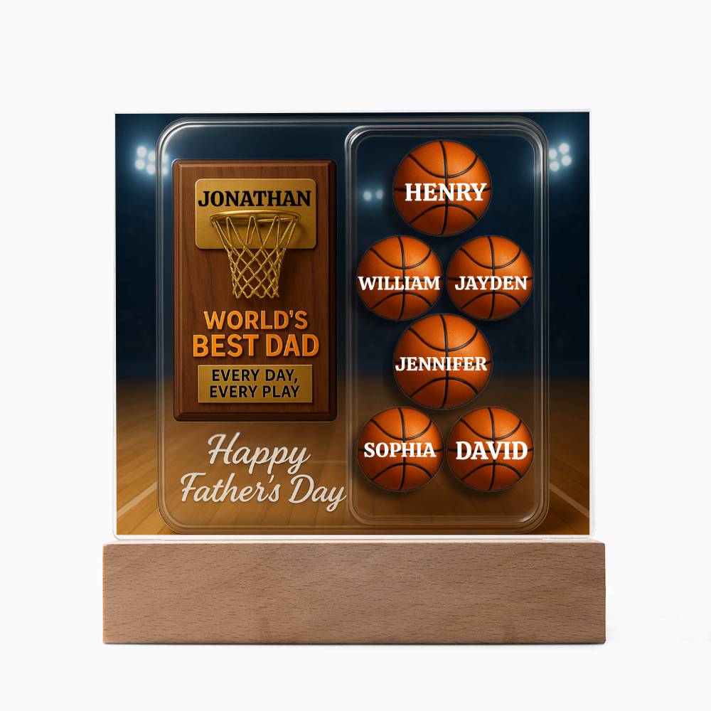 World's Best Dad — Every Day, Every Play | Personalized Basketball Award Acrylic Plaque