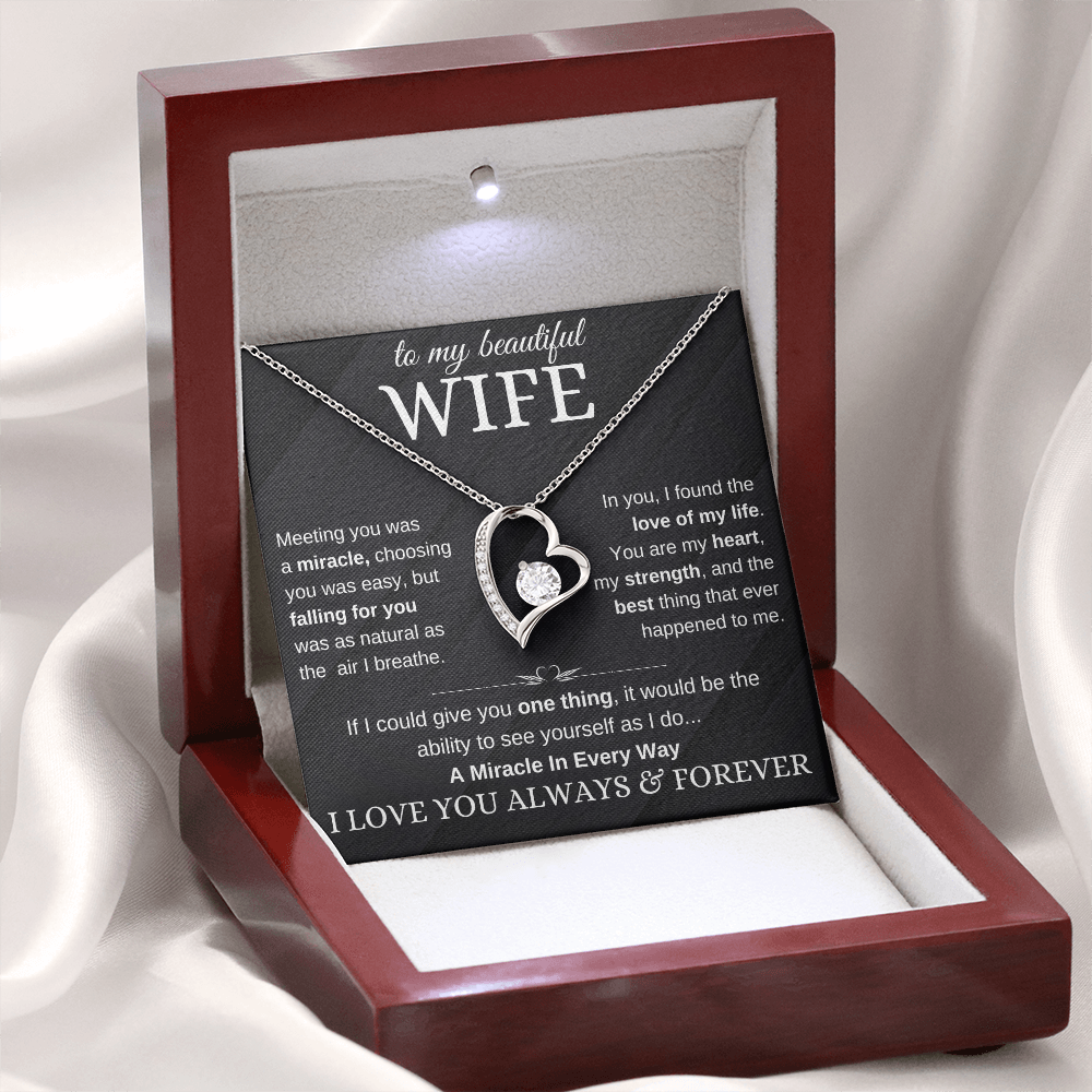Special Gift for Wife "A Miracle in Every Way" Gold Heart Necklace