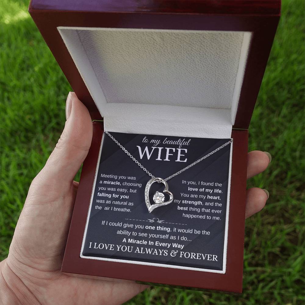 Special Gift for Wife "A Miracle in Every Way" Gold Heart Necklace