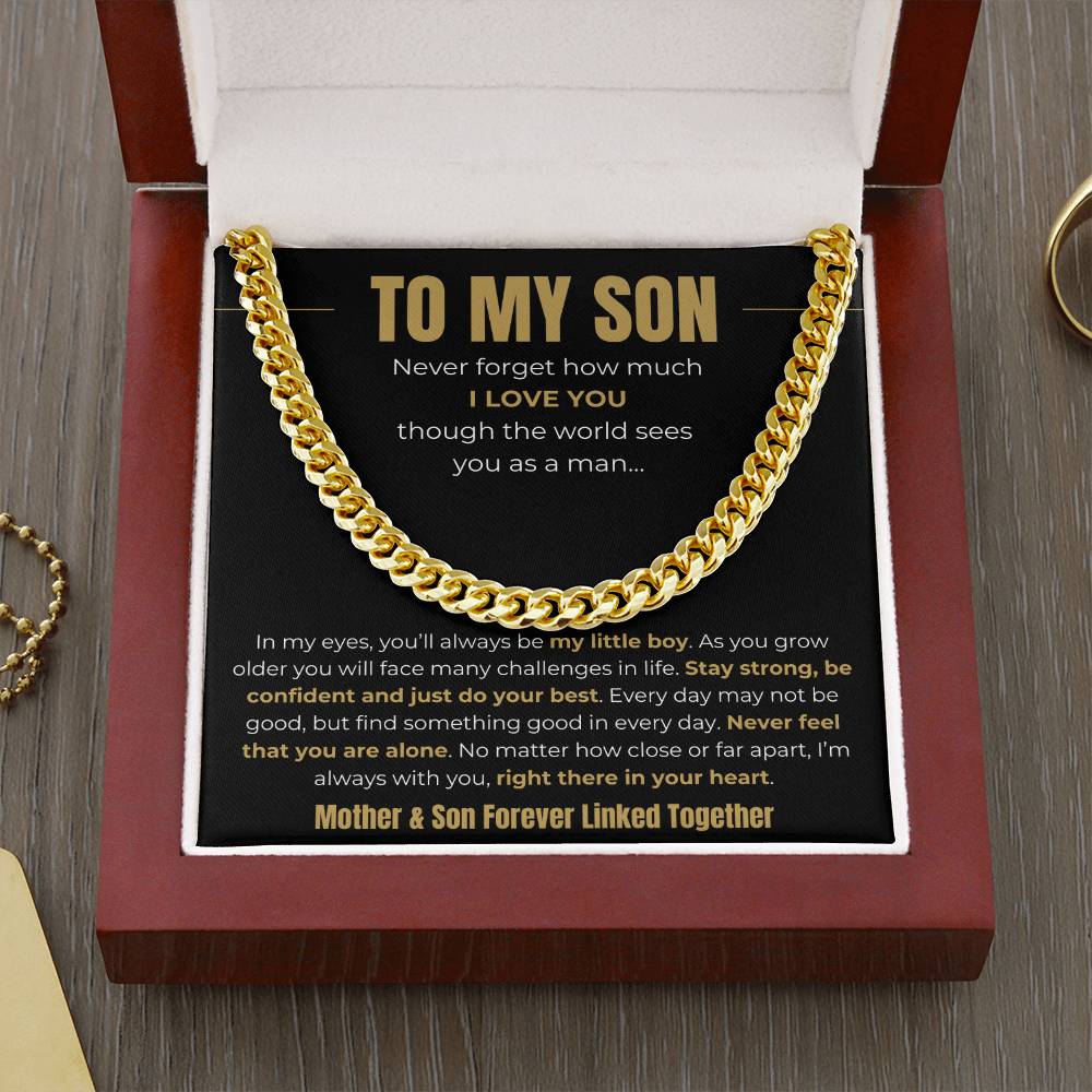 Gift for Son From Mom - "Mother & Son Forever Linked Together" Chain Necklace