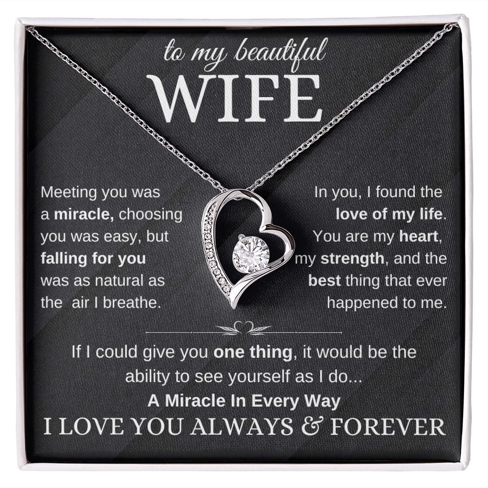 Special Gift for Wife "A Miracle in Every Way" Gold Heart Necklace