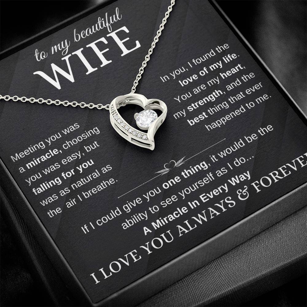 Special Gift for Wife "A Miracle in Every Way" Gold Heart Necklace