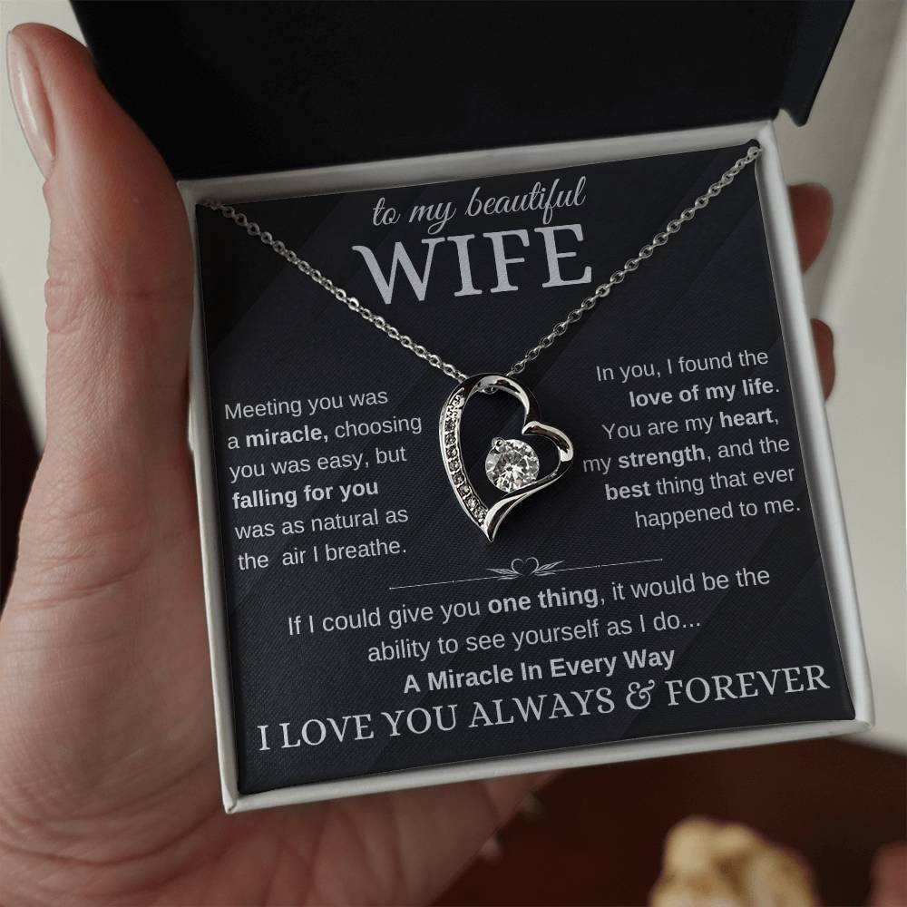 Special Gift for Wife "A Miracle in Every Way" Gold Heart Necklace