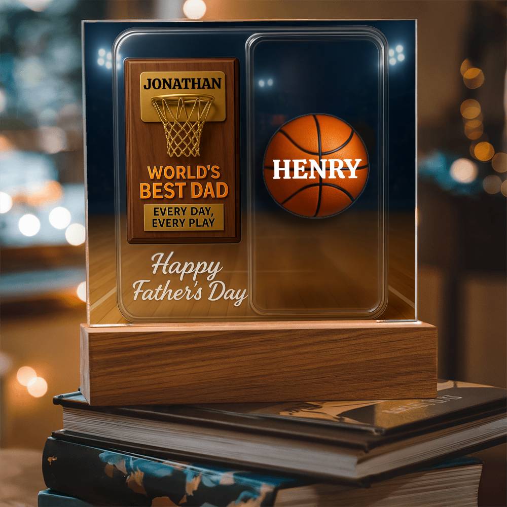 World's Best Dad — Every Day, Every Play | Personalized Basketball Award Acrylic Plaque