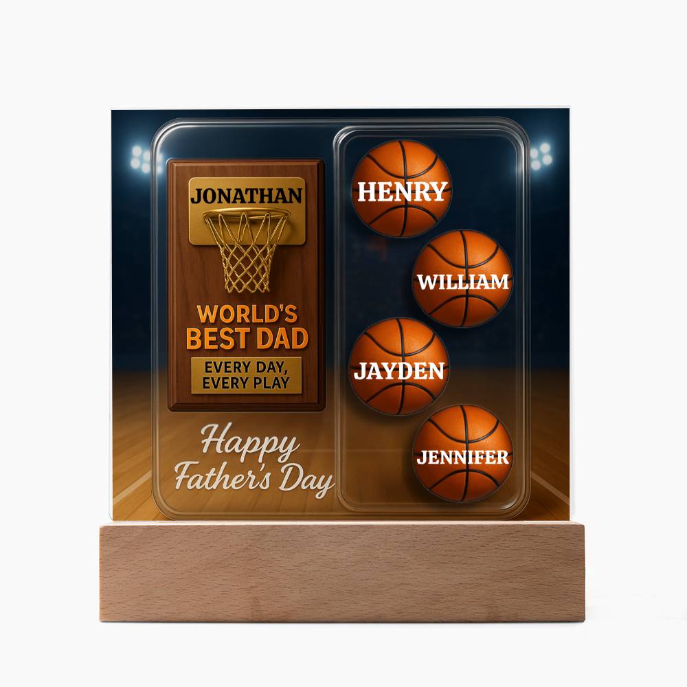 World's Best Dad — Every Day, Every Play | Personalized Basketball Award Acrylic Plaque