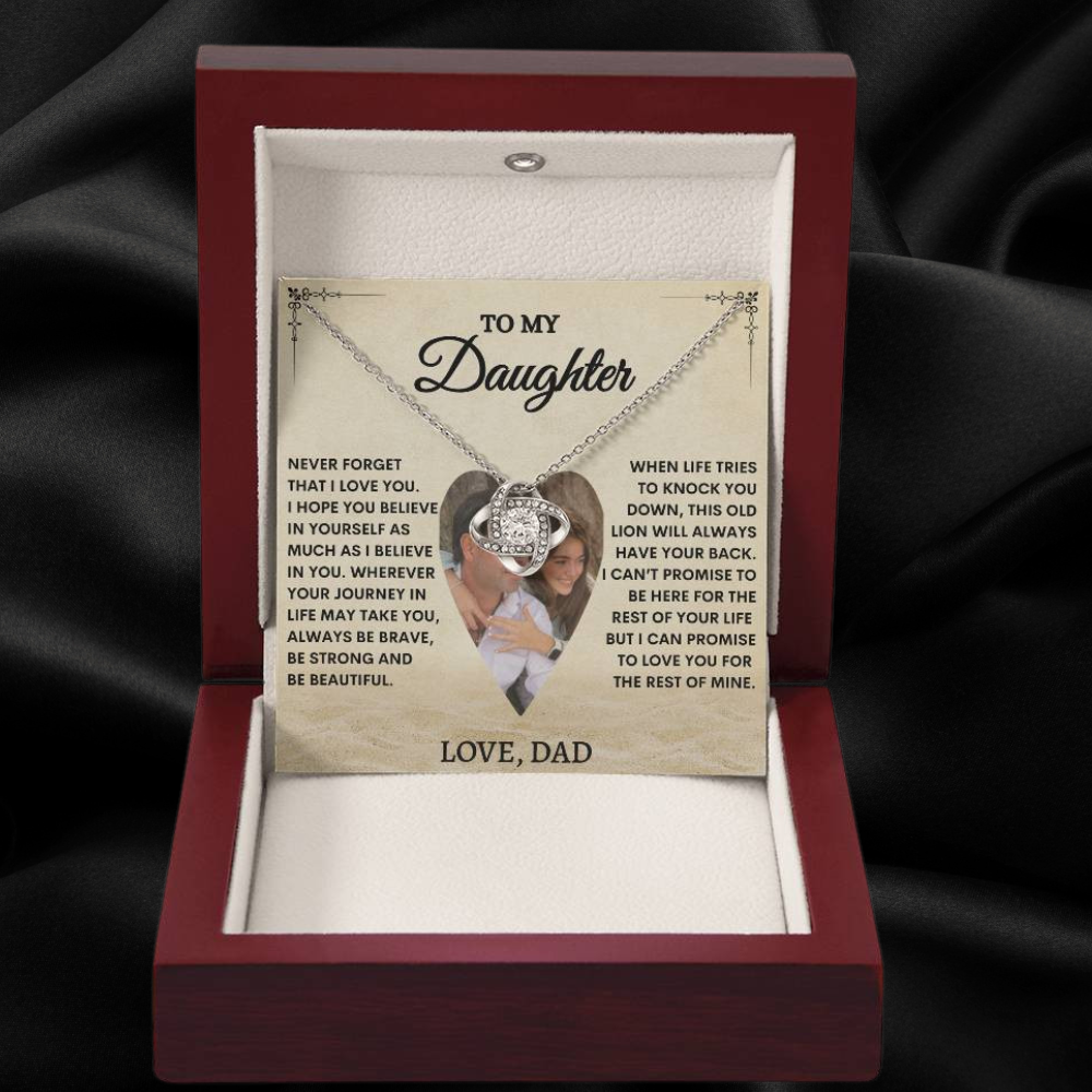 "A PROMISE TO LOVE YOU" LOVE KNOT NECKLACE - PERSONALIZED DAUGHTER GIFT