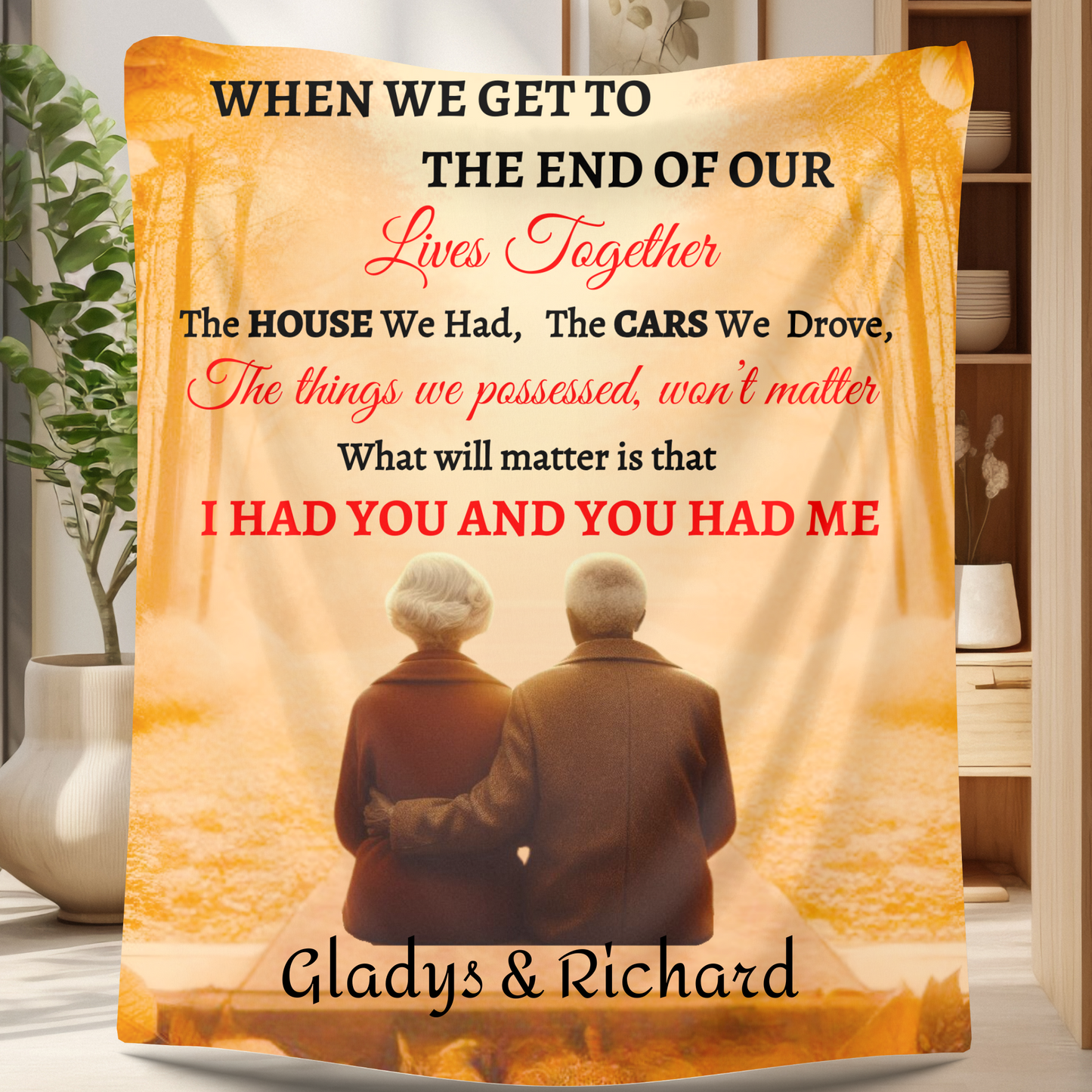 When We Get To The End Fall Leaves Personalized Blanket | Soulmate | Husand |Wife