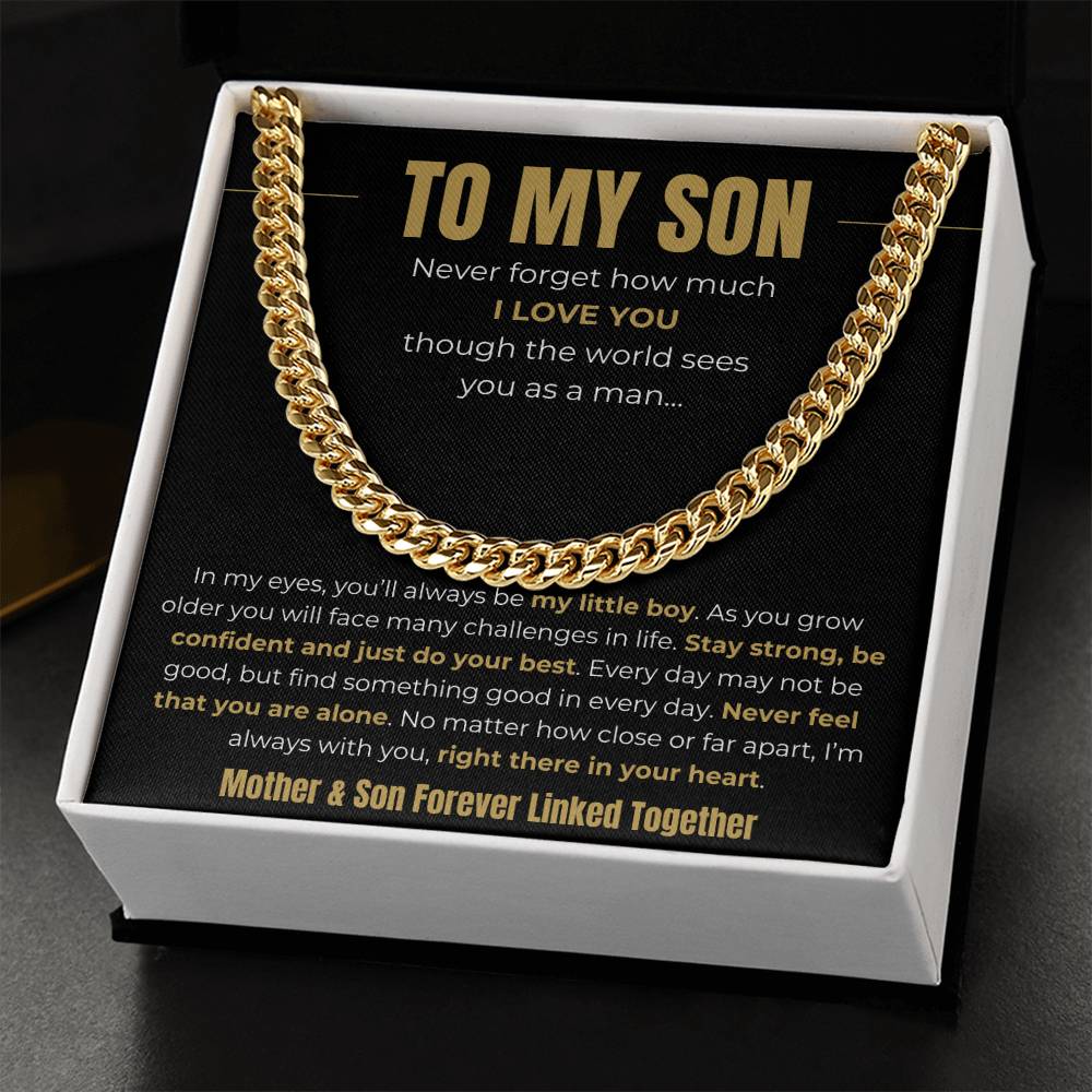 Gift for Son From Mom - "Mother & Son Forever Linked Together" Chain Necklace