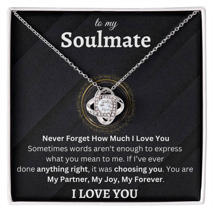 To My Soulmate | Never Forget How Much I Love You | Love Knot Necklace
