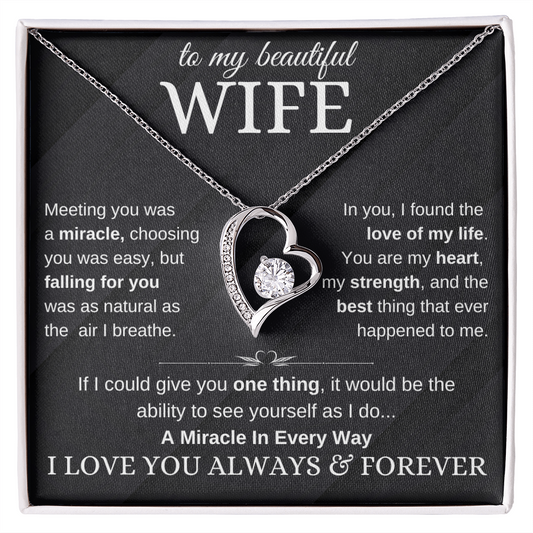 Special Gift for Wife "A Miracle in Every Way" Gold Heart Necklace